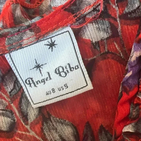 Angel Biba Red Floral Tiered Dress - Picture 7 of 9